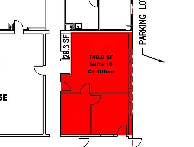 interior site plan of 247 Cayuga- Suite 10 depicted in red