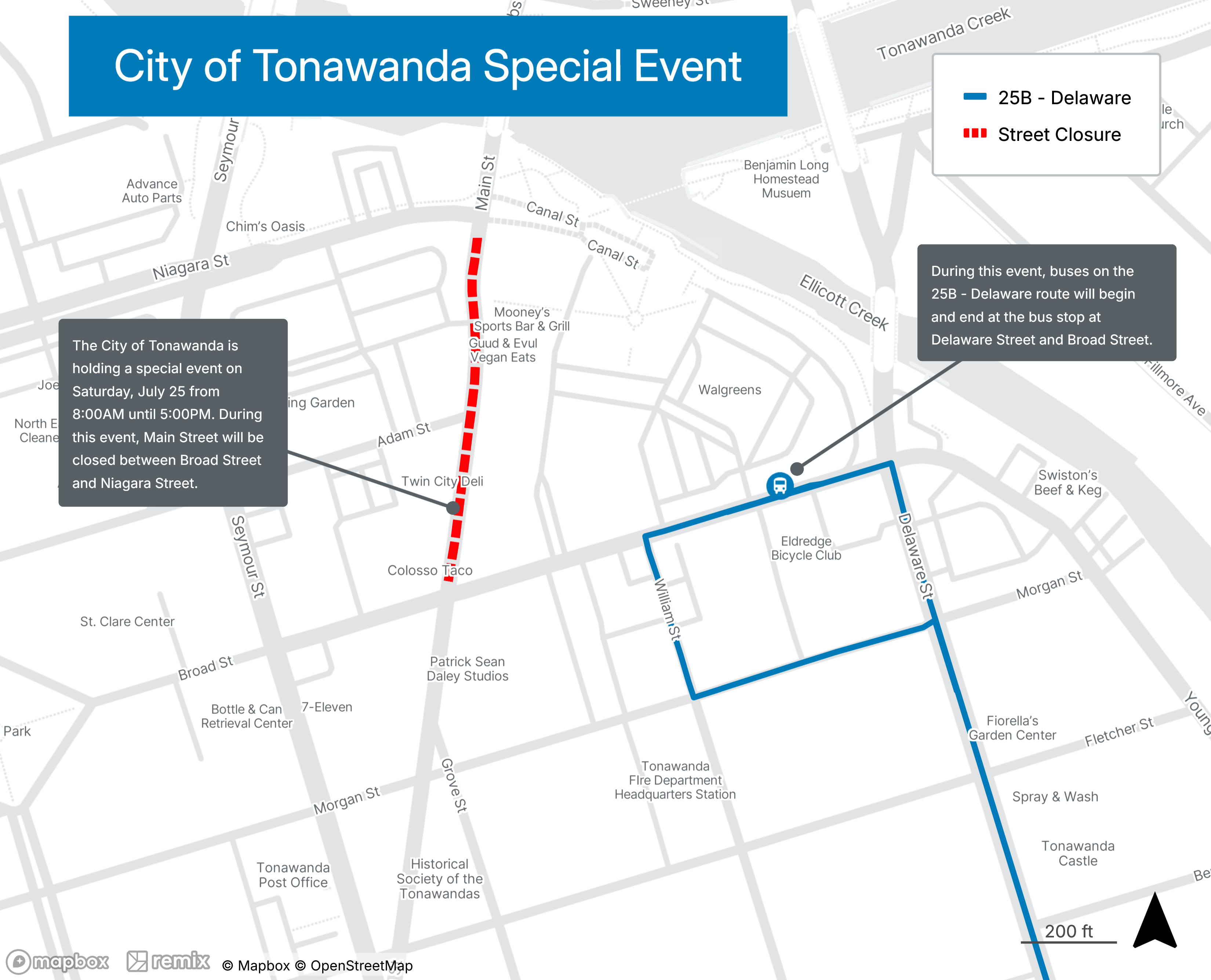 City of Tonawanda Reroute Map