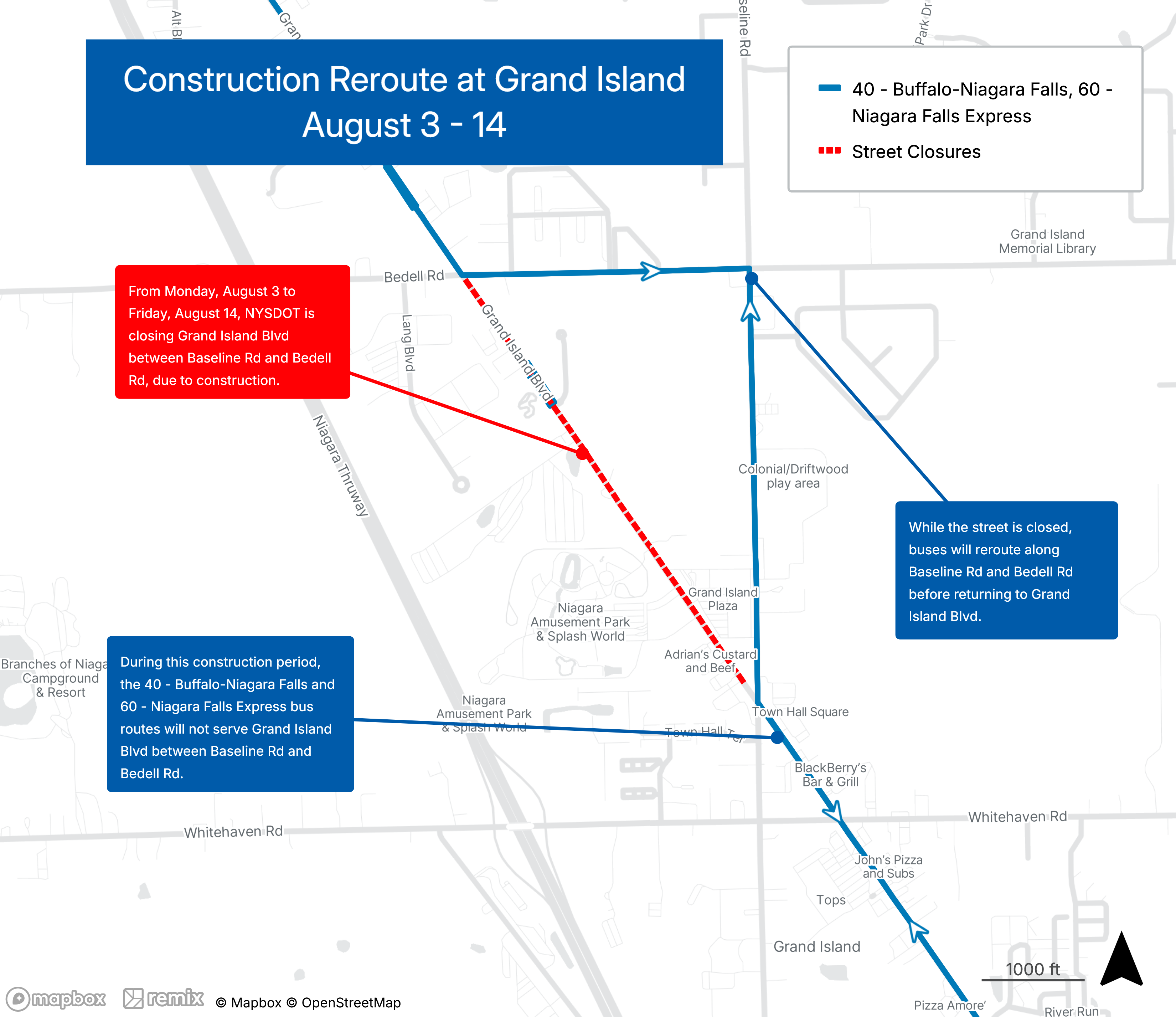 Grand Island Boulevard Construction Reroute Map