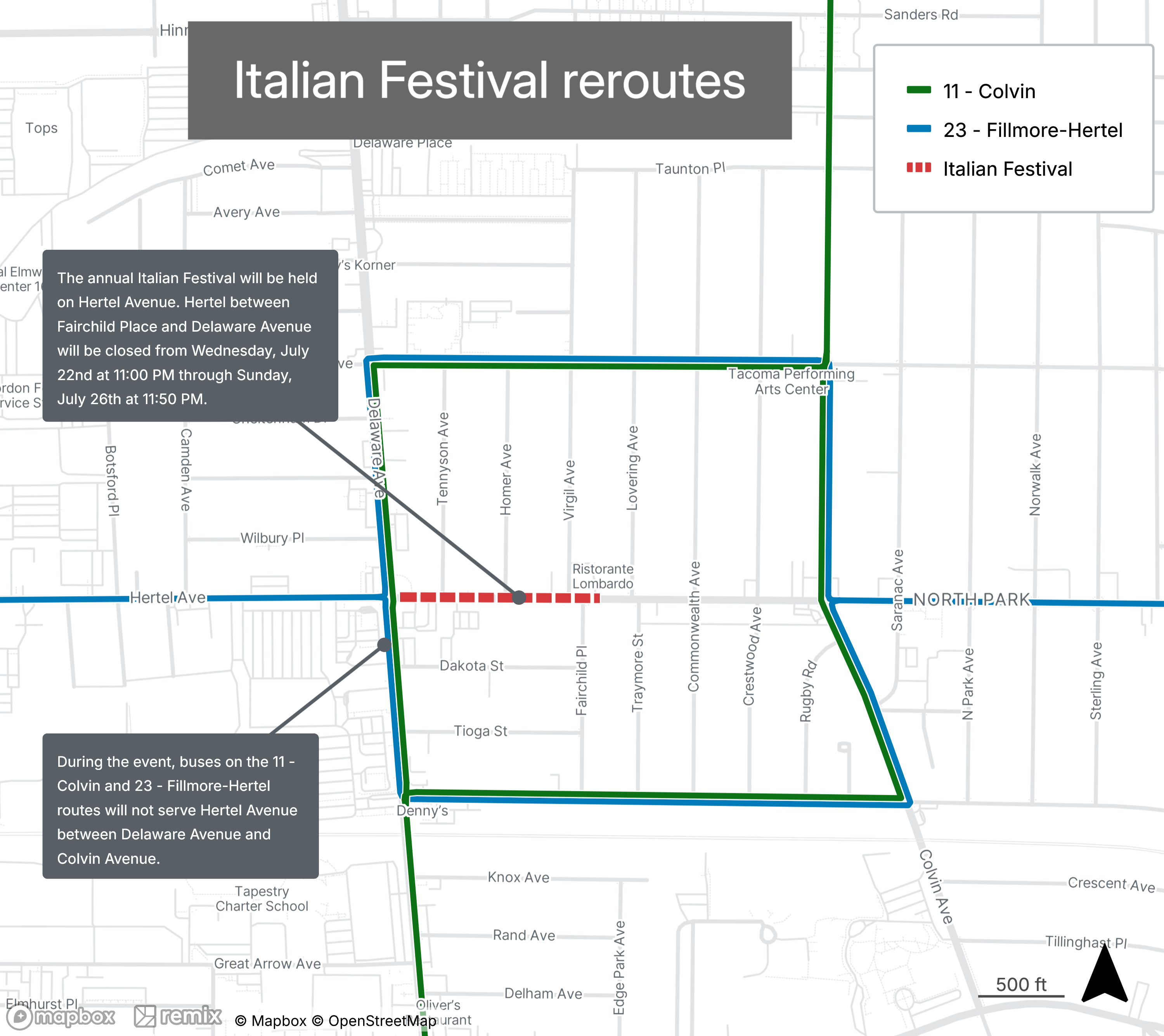 Italian Festival Reroute Map