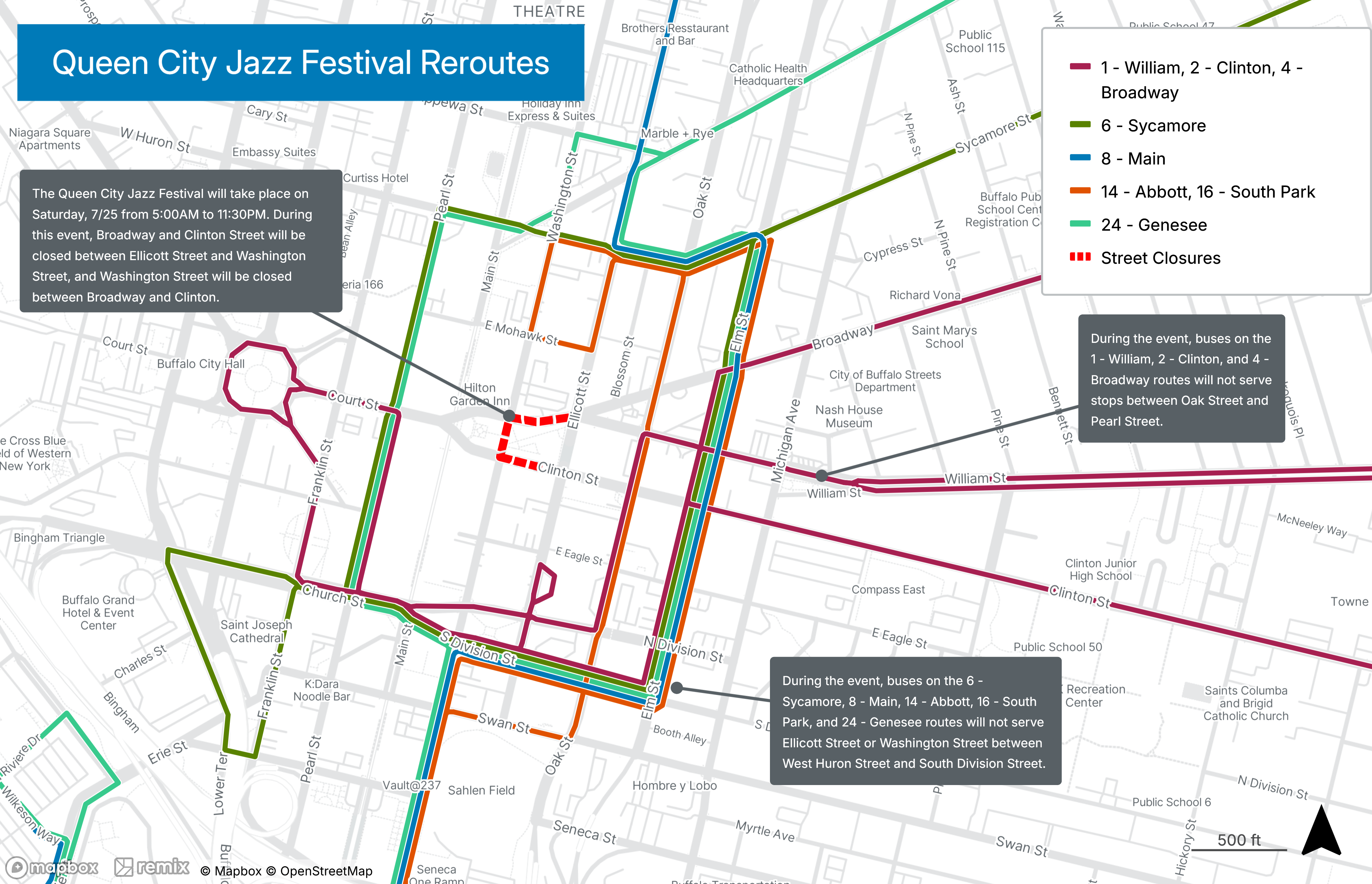 Queen City Jazz Festival Reroute Map
